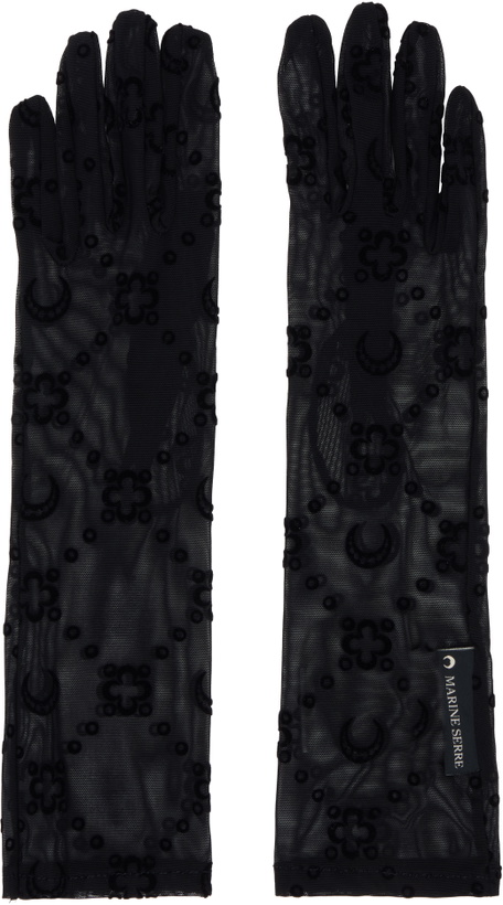 Photo: Marine Serre Black Recycled Mesh Flock Long Gloves