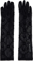 Marine Serre Black Recycled Mesh Flock Long Gloves