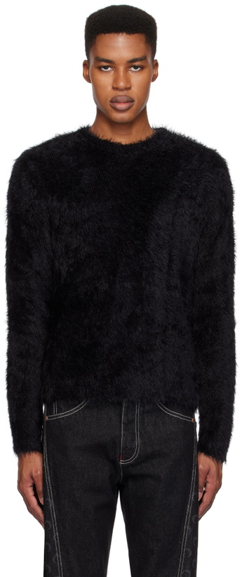 Photo: Marine Serre Black Wild Puffy Knit Crewneck Sweater