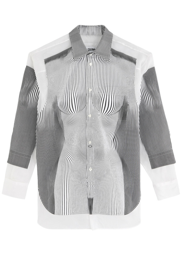 Photo: Jean Paul Gaultier Printed Silk-chiffon and Poplin Shirt Black And White