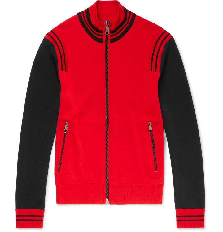 Photo: Neil Barrett - Colour-Block Stretch-Knit Zip-Up Sweatshirt - Men - Red