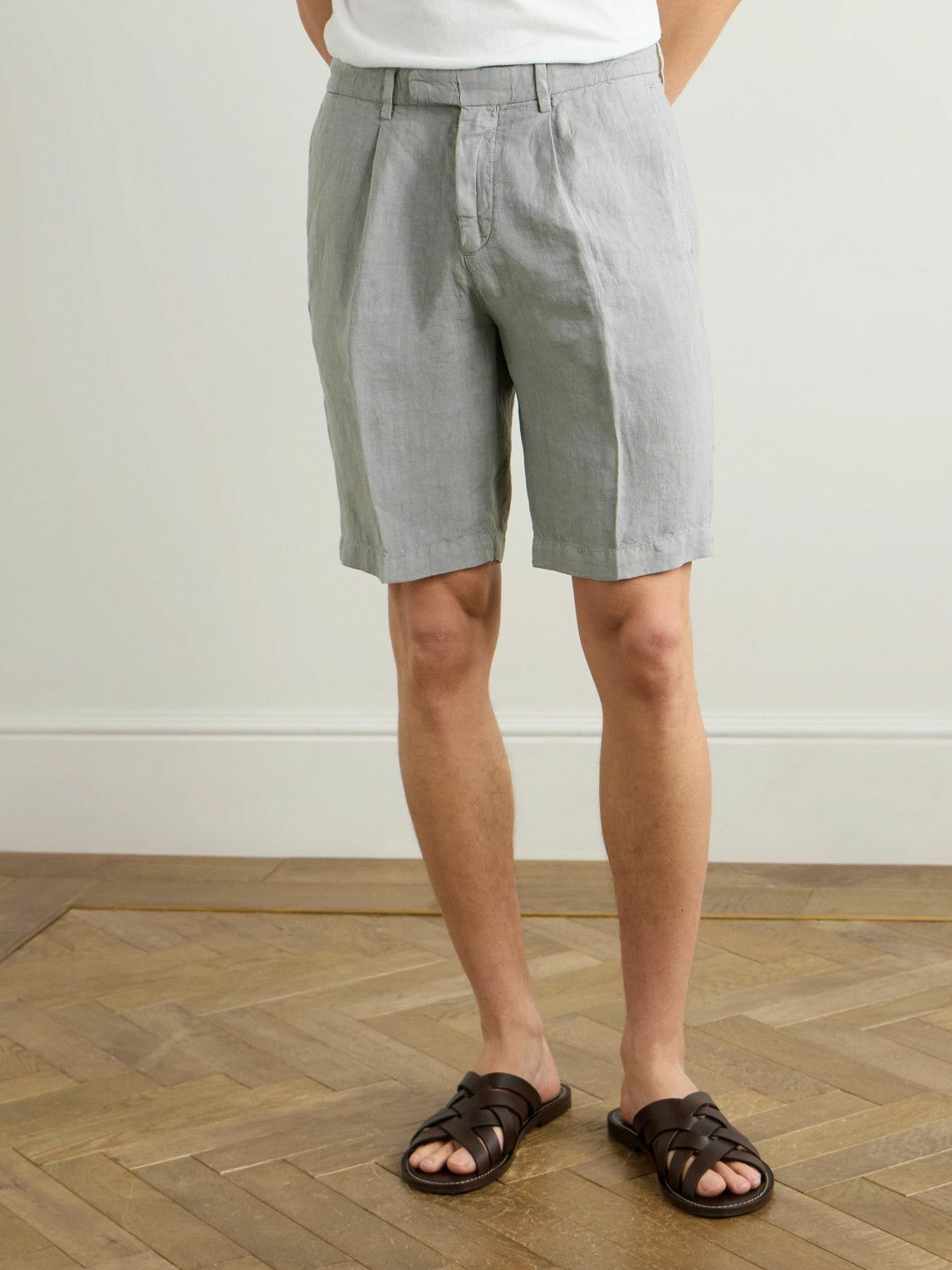 Boglioli - Straight-Leg Linen Shorts - Gray