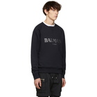 Balmain Navy and Silver Logo Sweatshirt