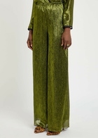 Forte_forte Lamé Voile Trousers Green