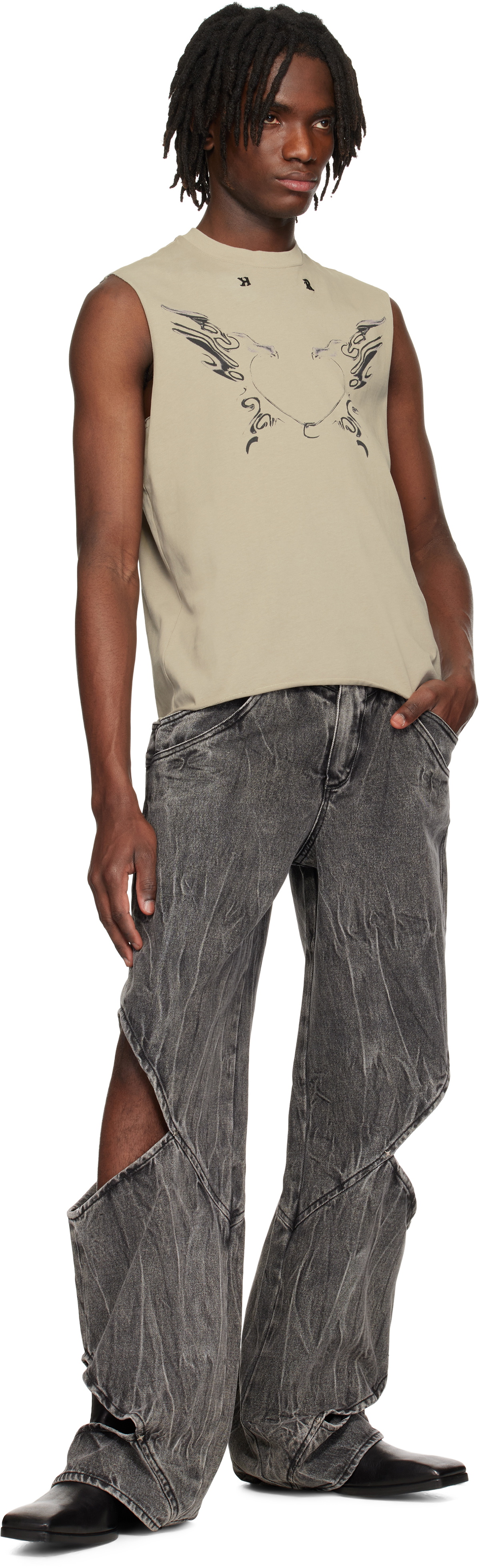 KUSIKOHC Black Cut-Out Jeans