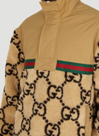 GG Jacquard Faux Fur Half-Zip Jacket in Camel