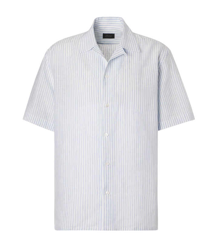 Photo: Brioni Striped linen bowling shirt