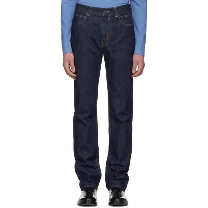 Photo: Calvin Klein 205W39NYC Blue High-Rise Straight Jeans 