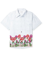 Story Mfg. - Shore Convertible-Collar Printed Organic Cotton-Poplin Shirt - White