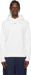 Hugo White Relaxed-Fit Logo Print Hoodie