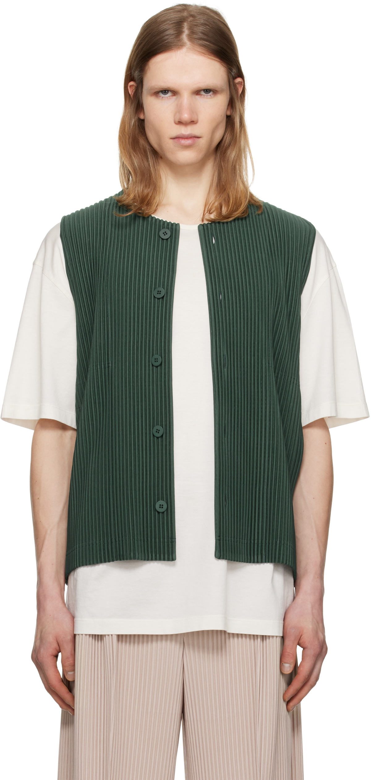 HOMME PLISSÉ ISSEY MIYAKE Green Pleats 1 Vest Homme Plisse Issey