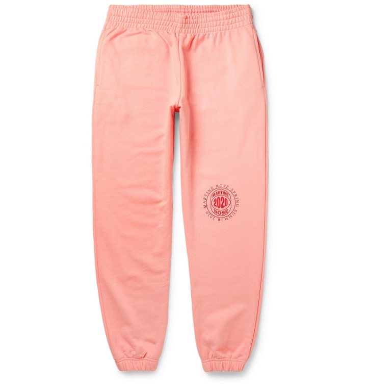 Photo: Martine Rose - Tapered Logo-Print Loopback Cotton-Jersey Sweatpants - Pink