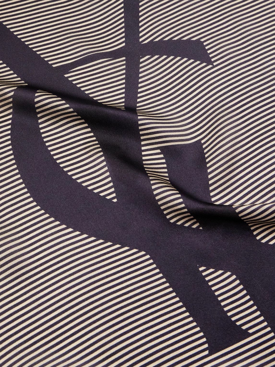 SAINT LAURENT - Logo-Print Striped Silk-Satin Scarf