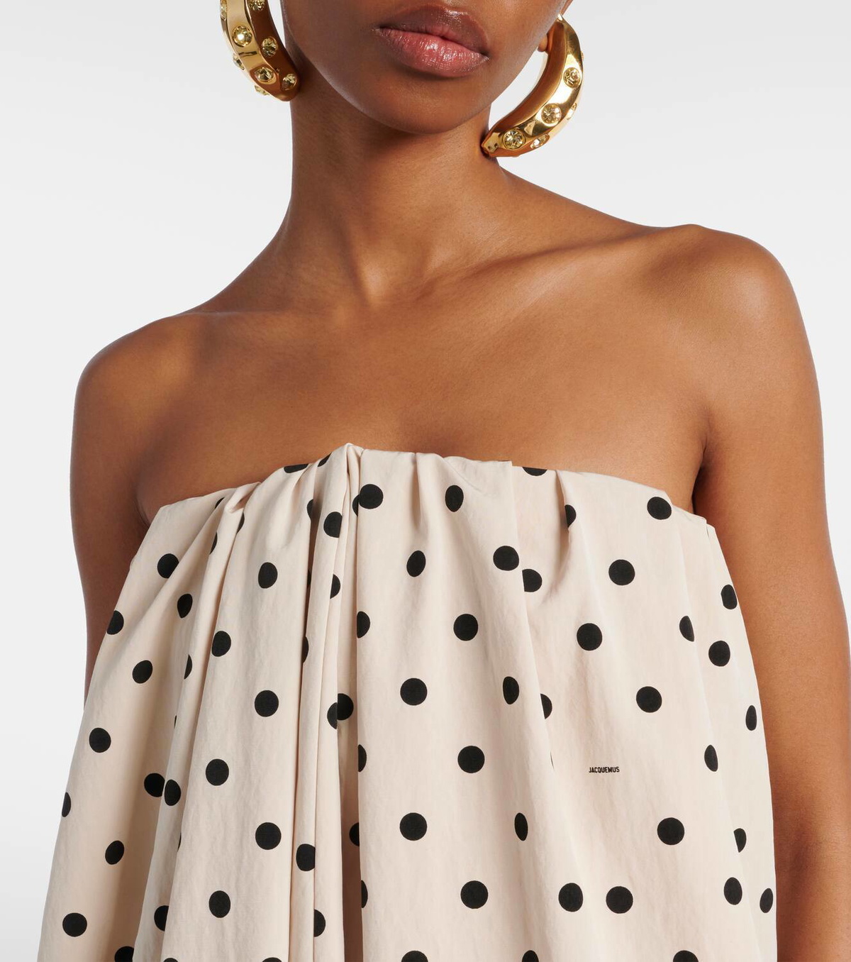 Jacquemus Melao poka-dolt gathered jumpsuit Jacquemus