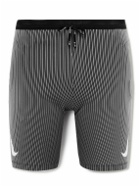 Nike Running - Aeroswift Ribbed Striped Dri-FIT ADV Half-Length Tights - Gray