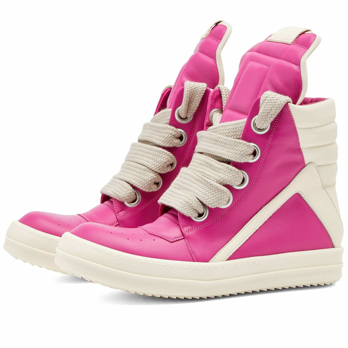 Rick Owens Women's Geobasket Sneakers in Hot Pink/Milk Rick Owens