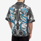 AMIRI Men's CNY Dragon Short Sleeve Vacation Shirt in Black