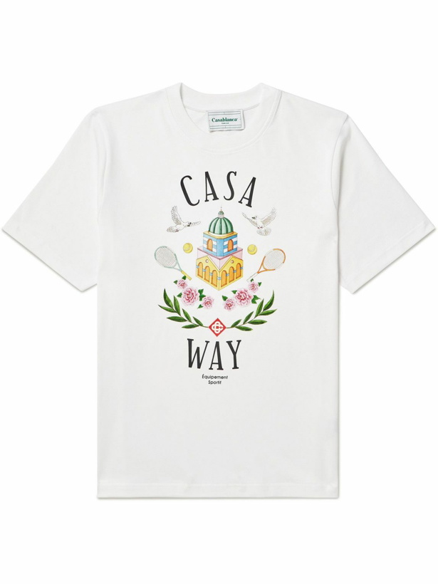 Photo: Casablanca - Casa Way Printed Cotton-Jersey T-Shirt - White