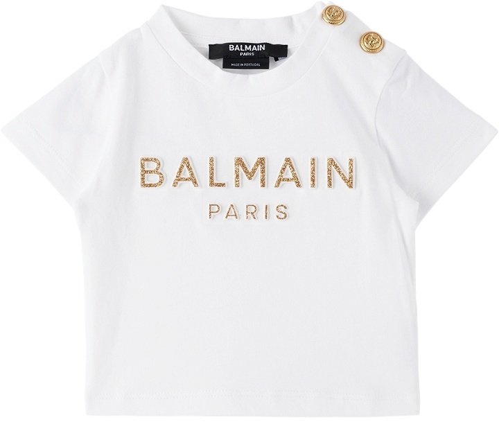 Photo: Balmain Baby White Glittered T-Shirt