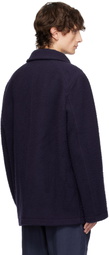 Drake's Navy Casentino Wool Short Duffle Jacket