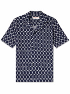 Orlebar Brown - Howell Camp-Collar Cotton-Blend Terry-Jacquard Shirt - Blue