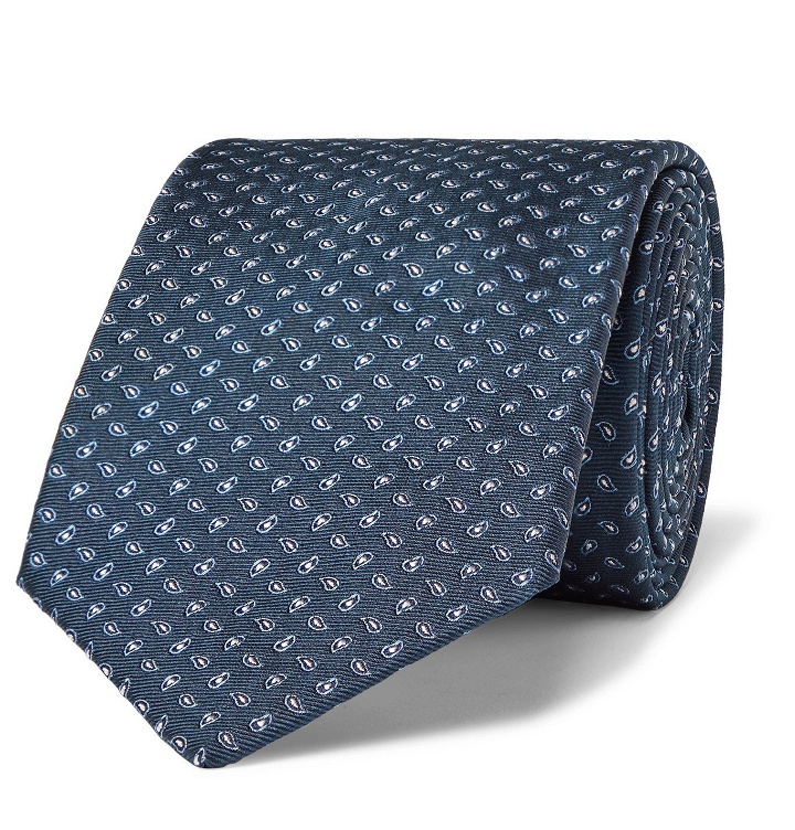 Photo: Bigi - 8cm Paisley Silk-Jacquard Tie - Blue