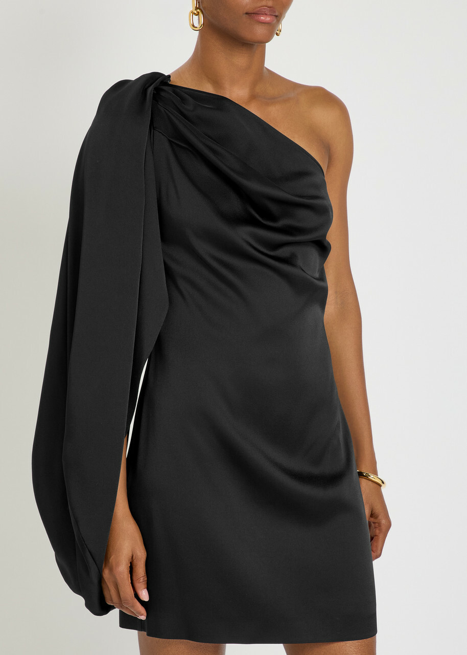Stella Mccartney Draped Satin-crepe Mini Dress Black