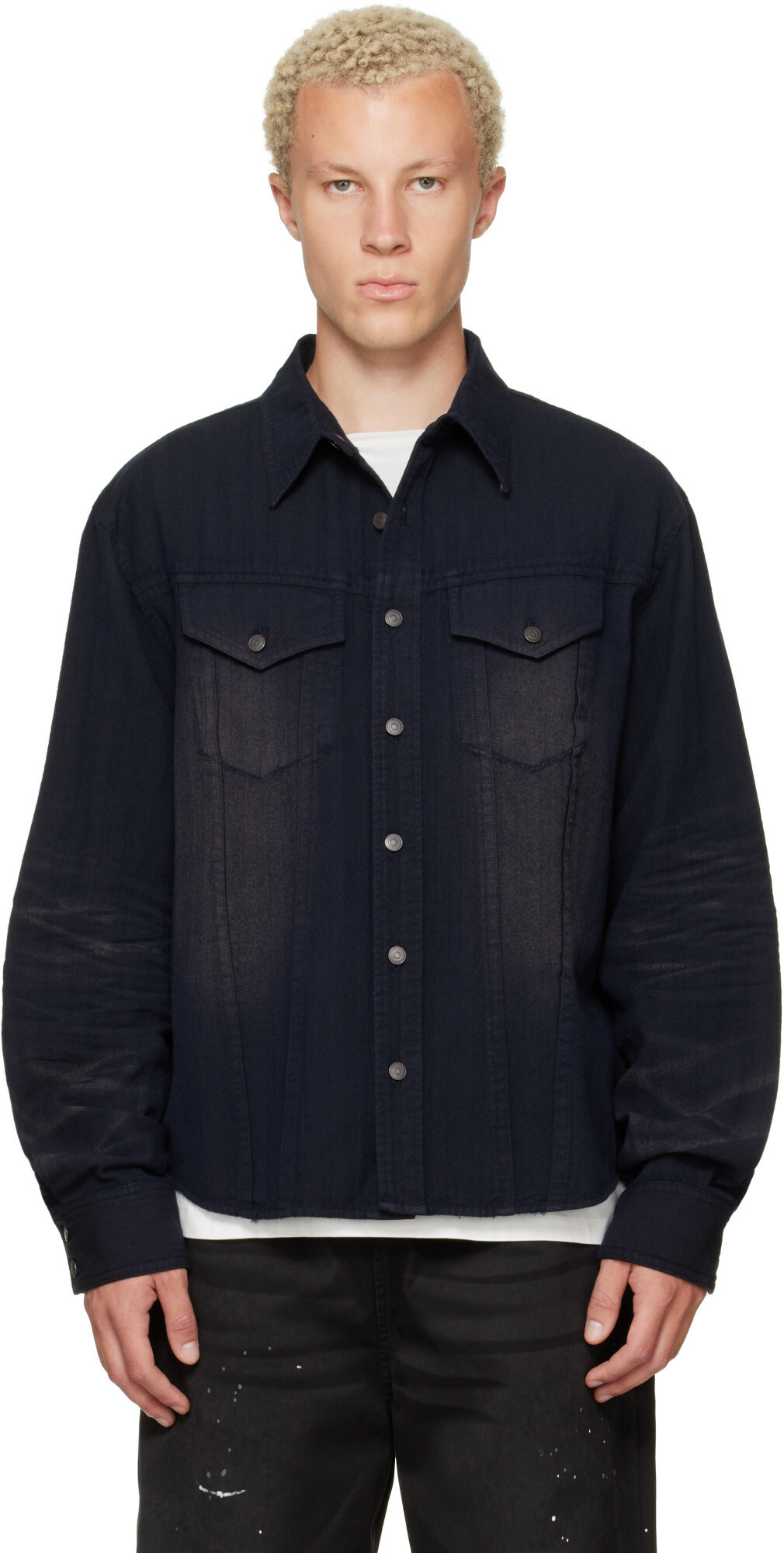 MMIC Navy Ridge Herringbone Shirt