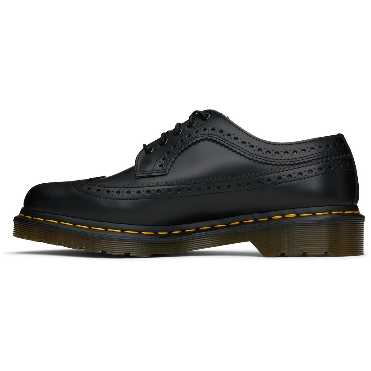 Dr. Martens Black 3989 Yellow Stitch Smooth Brogue Derbys