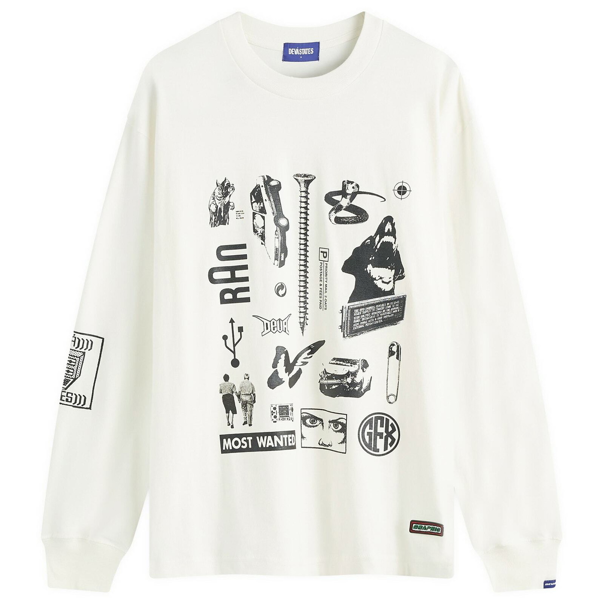 Deva States Men's Arbitrary Long Sleeve T-Shirt in Off White