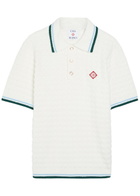 Casablanca Logo-appliquéd Bouclé Polo Shirt White