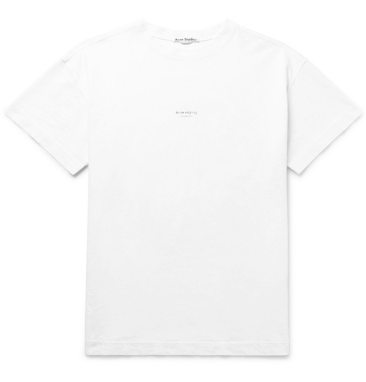 Photo: Acne Studios - Logo-Print Garment-Dyed Cotton-Jersey T-Shirt - Men - White