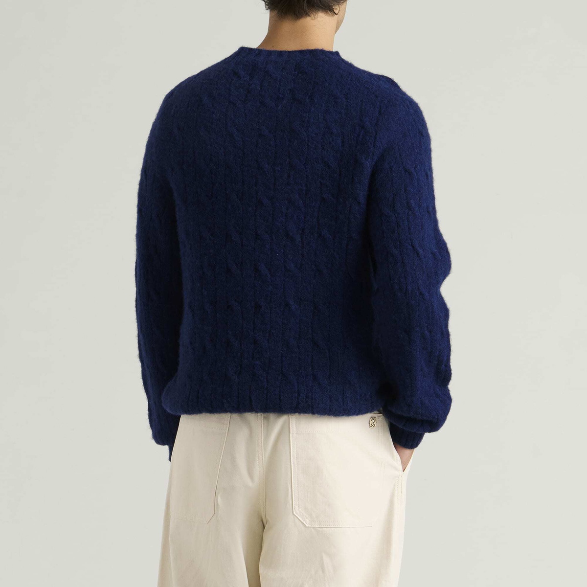 Barbour Men's Scottish Made Cable Crew in Deep Blue