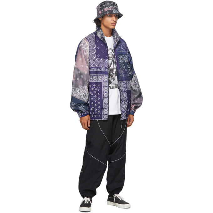 Neighborhood Navy and Purple Bandana Track Jacket Neighborhood