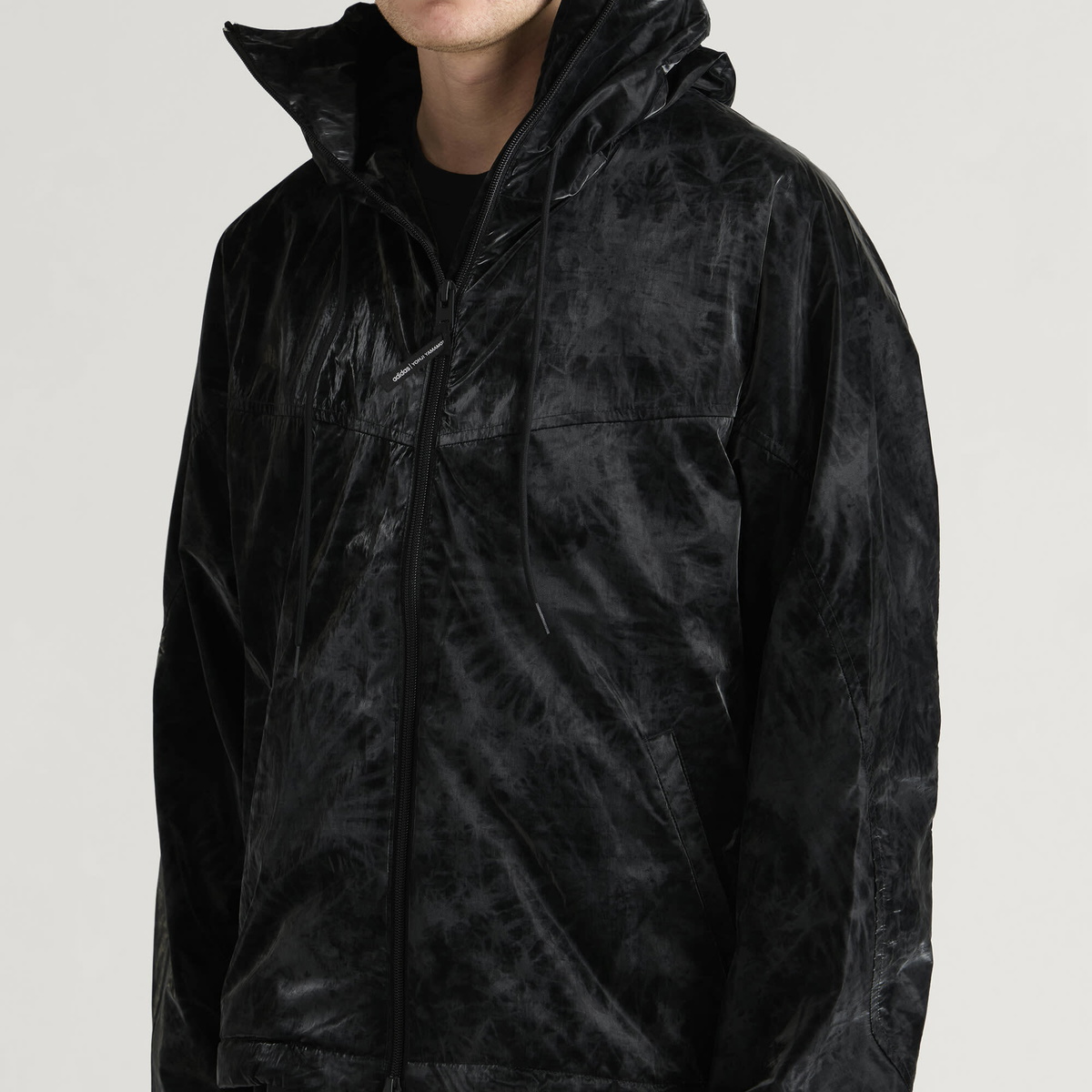 Y-3 Men's Marble Nylon Hoodied Coat in Black