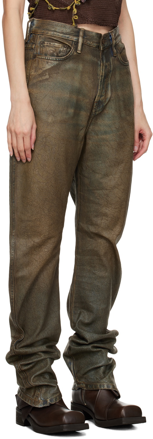 Acne Studios Brown Coated Jeans Acne Studios