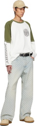 MISBHV White & Khaki Varsity 70's Longsleeve T-shirt