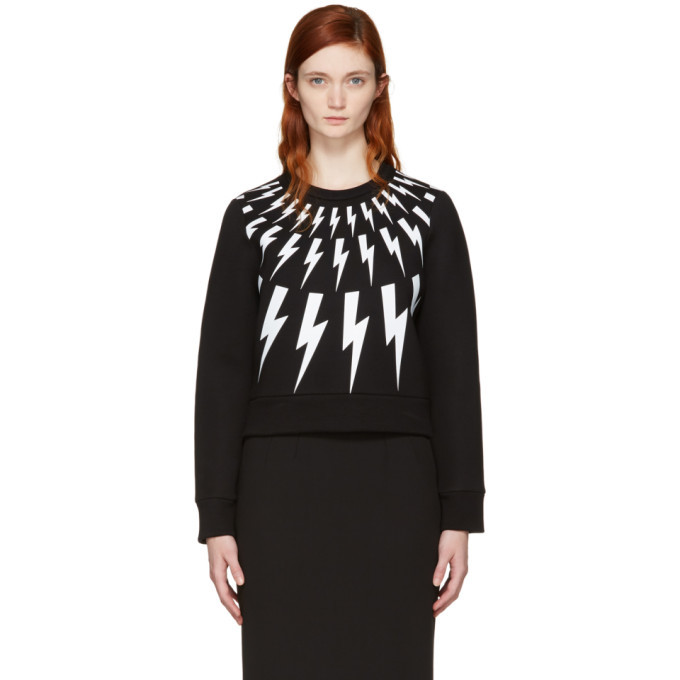 Photo: Neil Barrett Black Fairisle Thunderbolt Short Sweatshirt