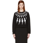 Neil Barrett Black Fairisle Thunderbolt Short Sweatshirt