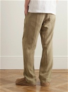James Perse - Straight-Leg Garment-Dyed Linen Drawstring Trousers - Green