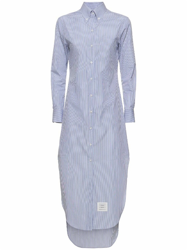 Photo: THOM BROWNE - Cotton Poplin Striped Long Shirt Dress