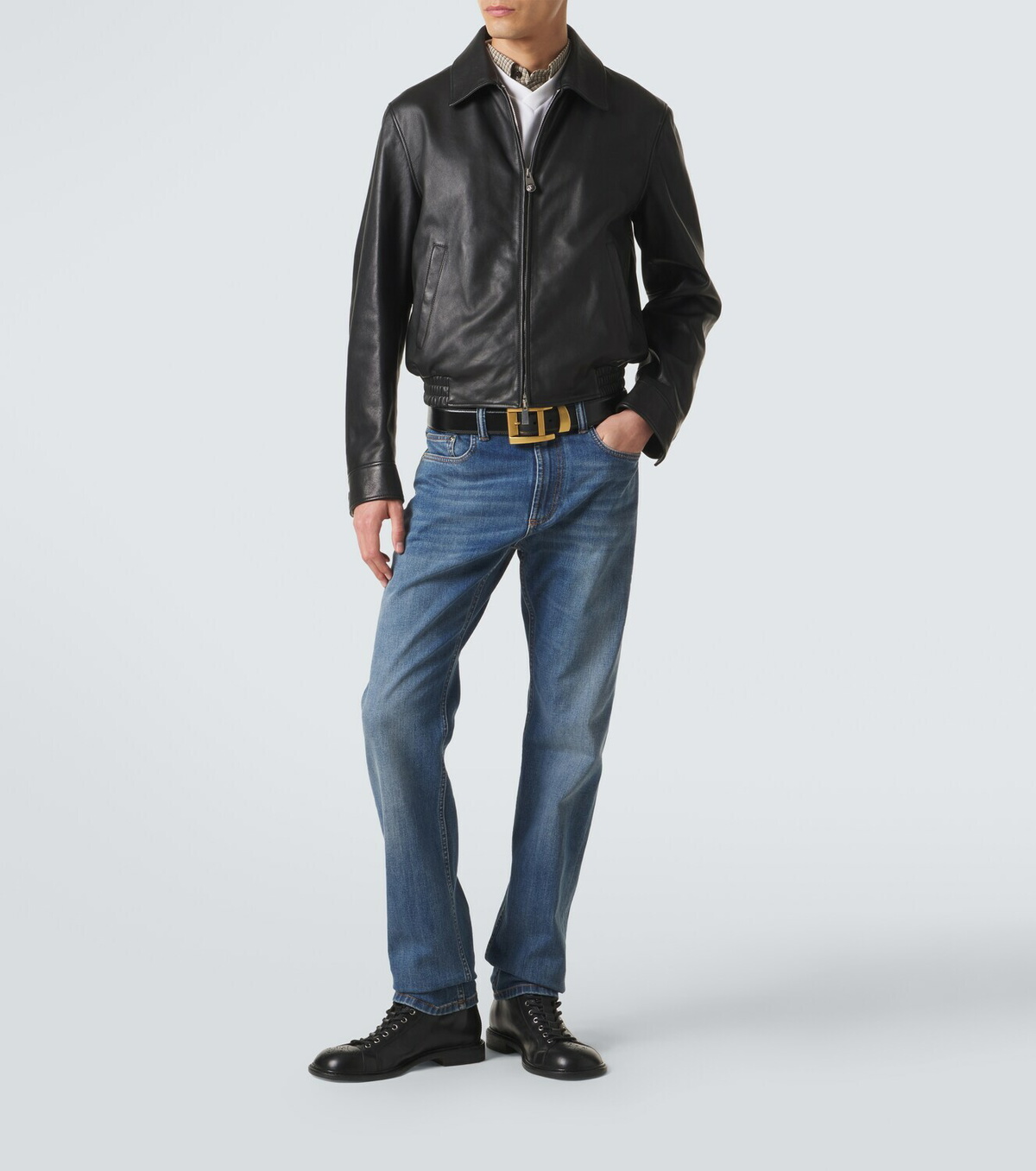 Versace Leather blouson jacket