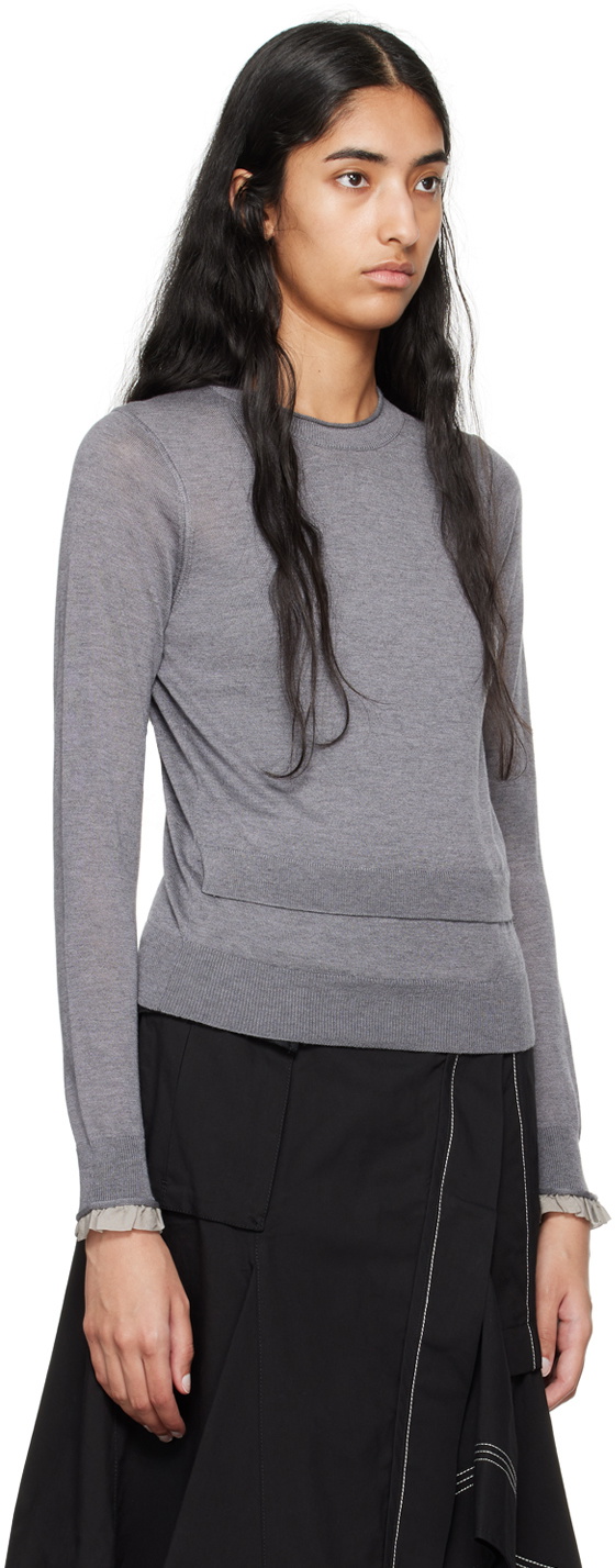 3.1 Phillip Lim Gray Layered Wool & Silk Sweater
