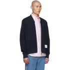 Thom Browne Navy Pique 4-Bar Bomber Jacket