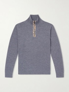 Burberry - Checked Wool Half-Zip Sweater - Gray