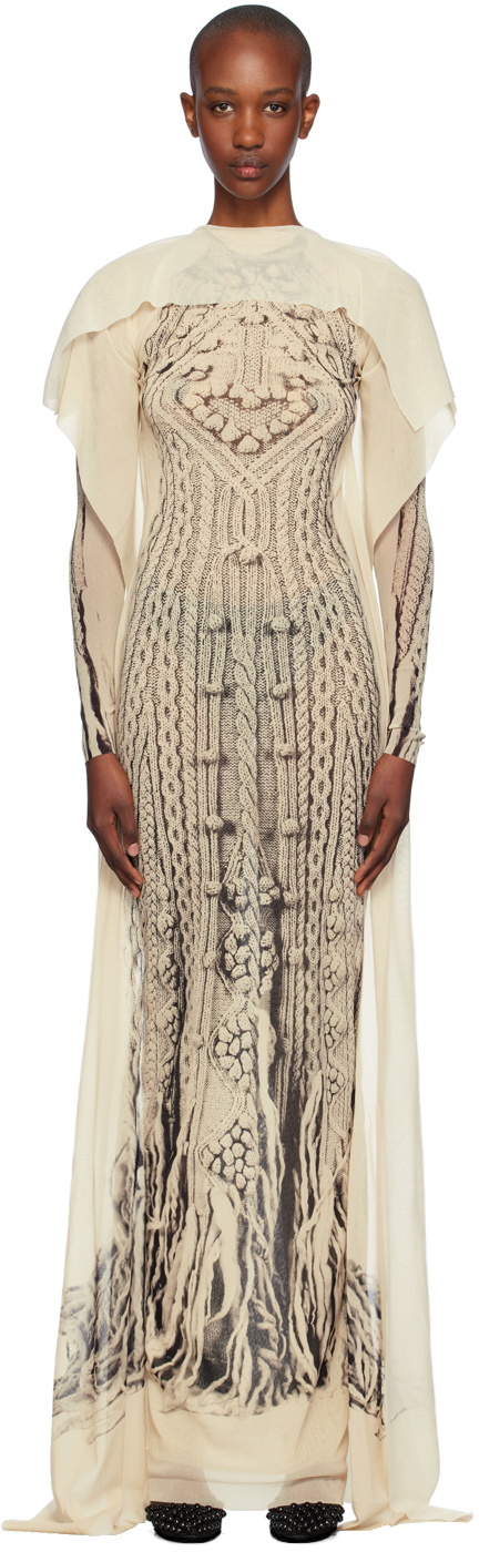 Jean Paul Gaultier Beige & Black Printed Aran Maxi Dress Jean Paul Gaultier Jean Paul Gaultier Beige & Black Printed Aran Maxi Dress Jean Paul Gaultier