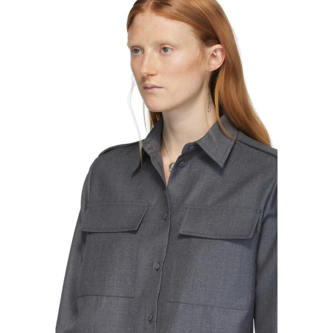 Ports 1961 Grey Mohair and Wool Long Sleeve Shirt
