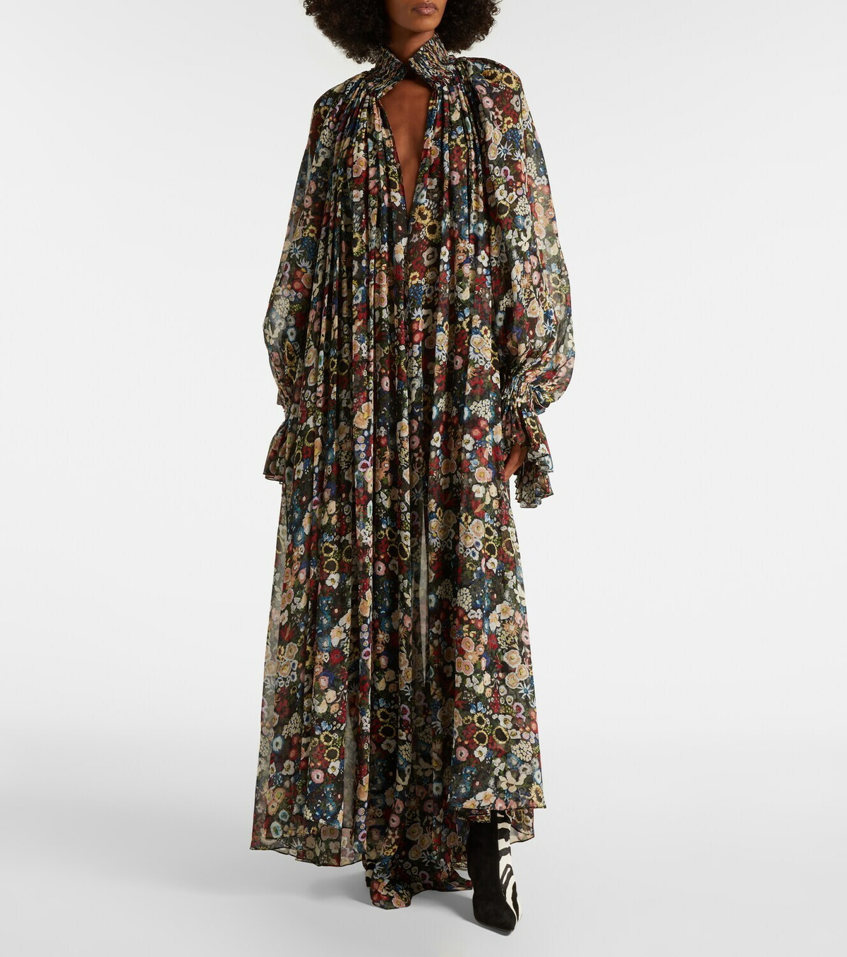 Khaite Edgar floral silk tulle maxi dress
