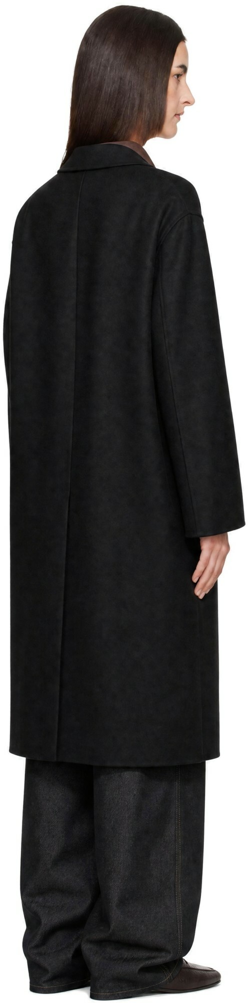 Studio Nicholson Black Ria Wool Melton Overcoat