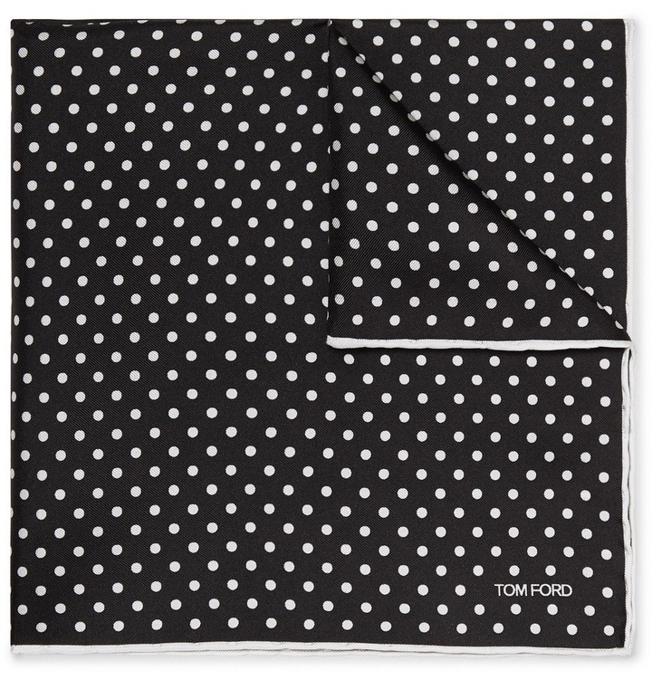 Photo: TOM FORD - Polka-Dot Silk-Twill Pocket Square - Black